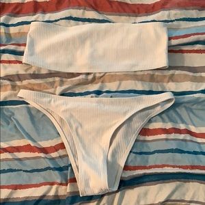 White bandeau bikini set